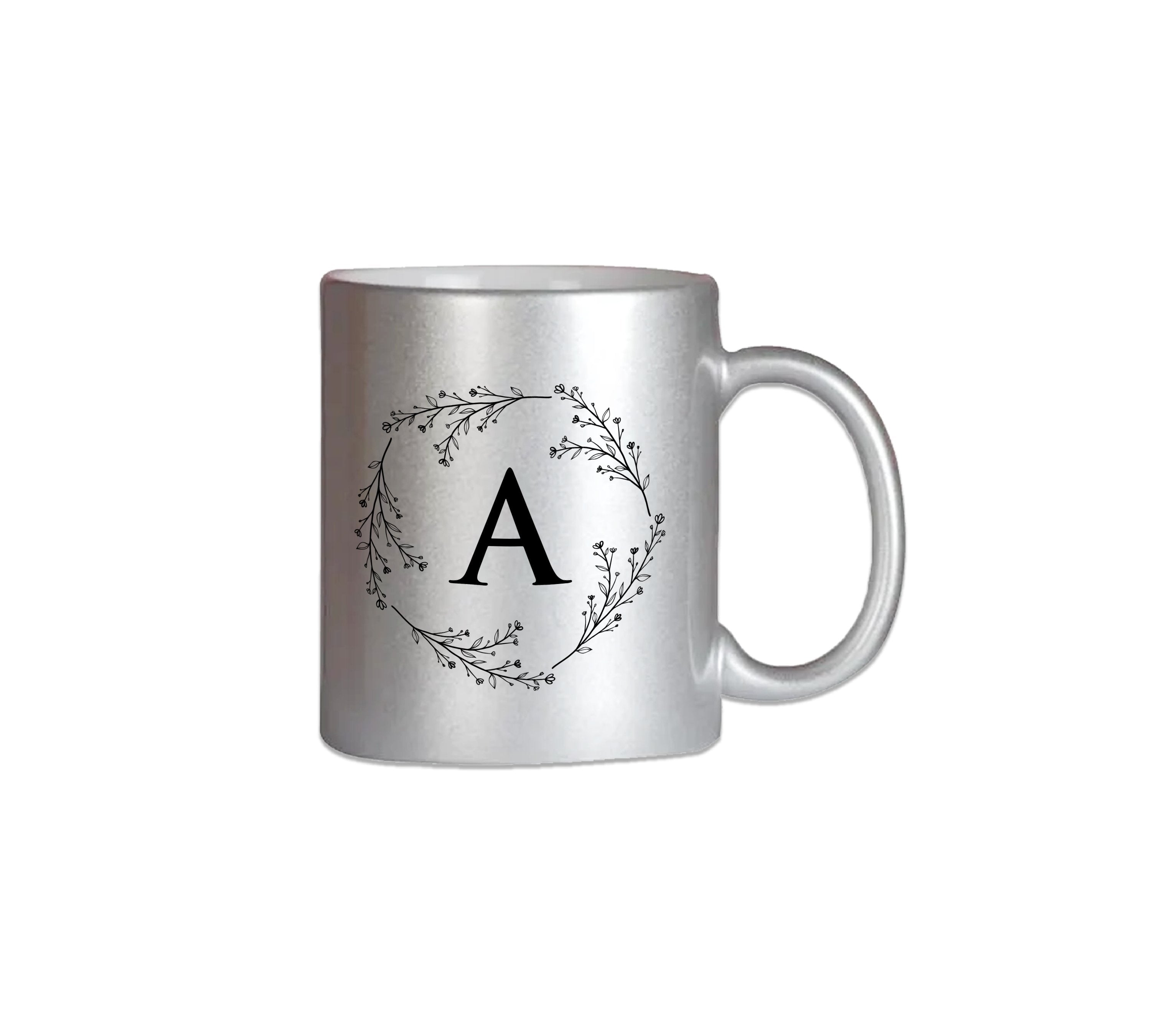 Petals Alphabet Silver Mug