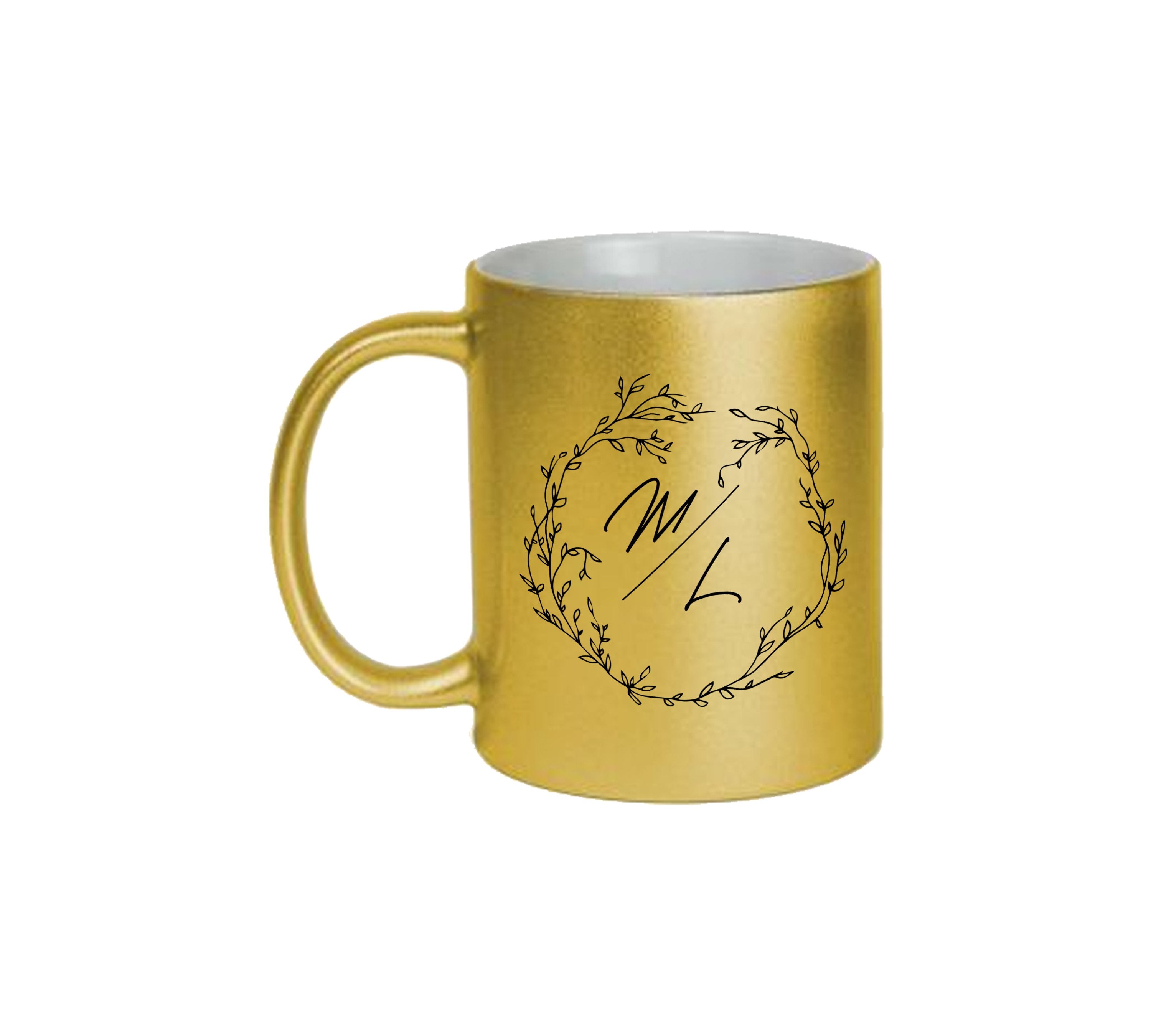 Petals Couple Initial Golden Mug