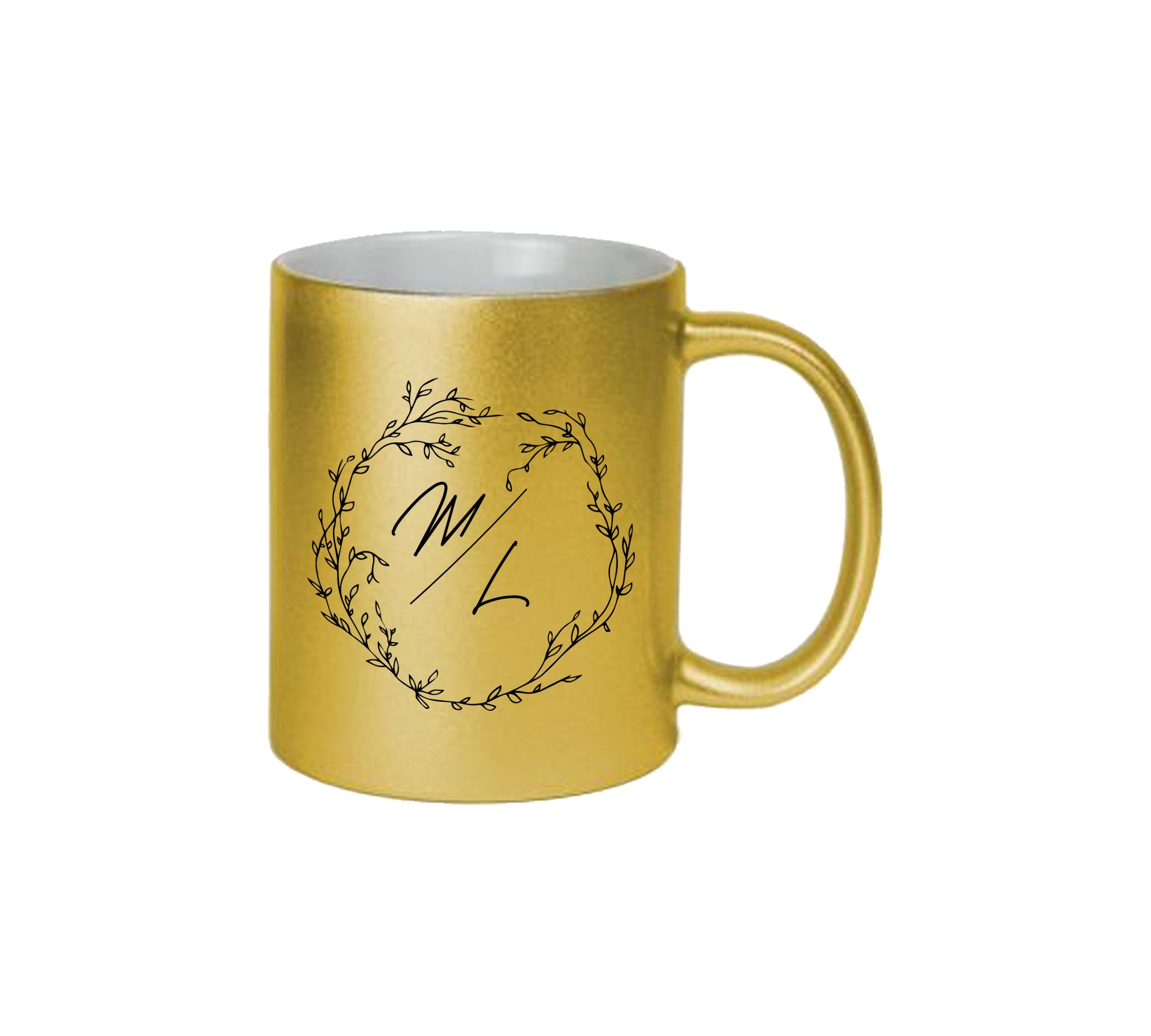 Petals Couple Initial Golden Mug