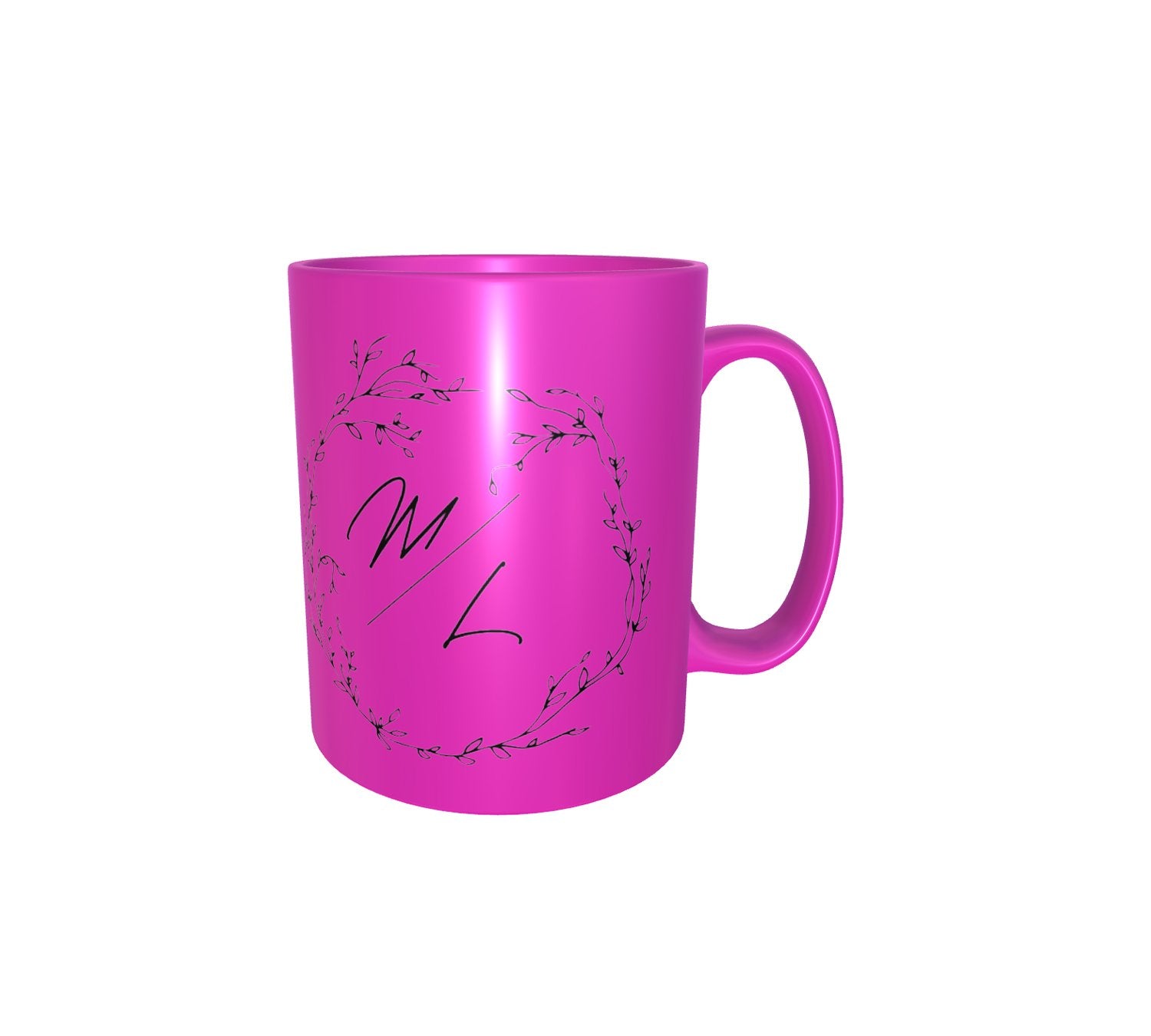 Petals Couple Initial Neon Pink Mug