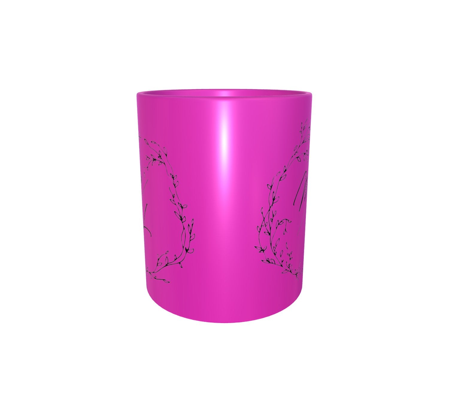 Petals Couple Initial Neon Pink Mug