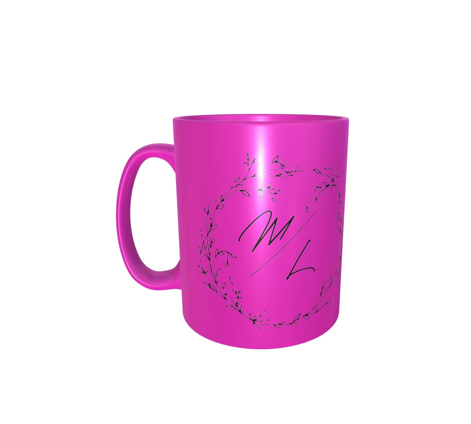 Petals Couple Initial Neon Pink Mug
