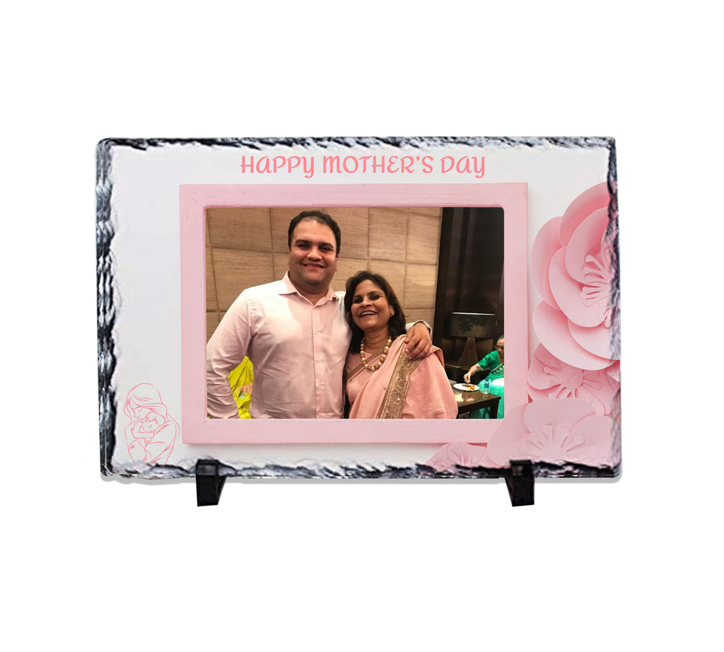 Personalised and Customised Happy Mother's Day Rock Slate With Plastic Stand