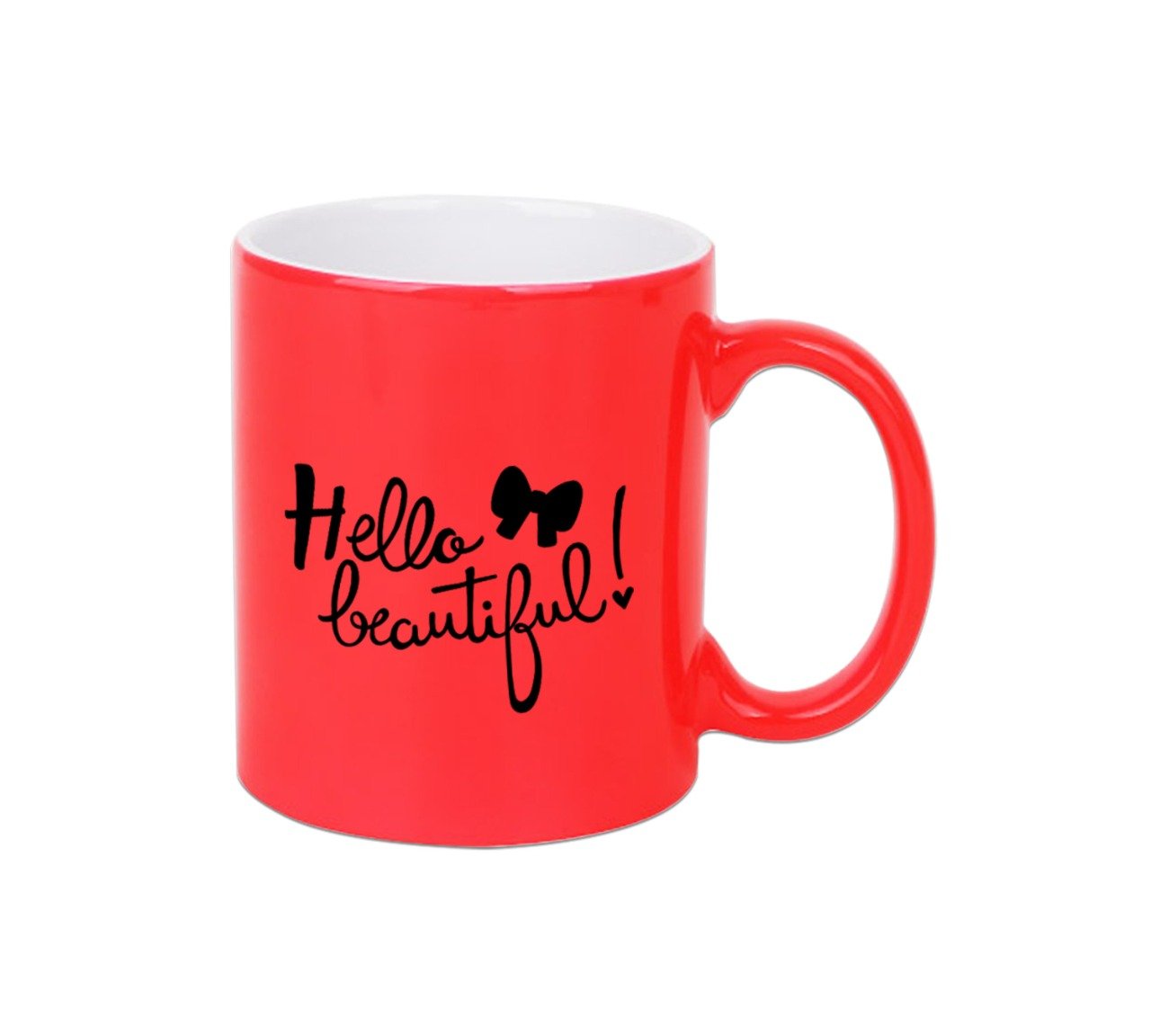 Hello Beautiful Neon Orange Mug 