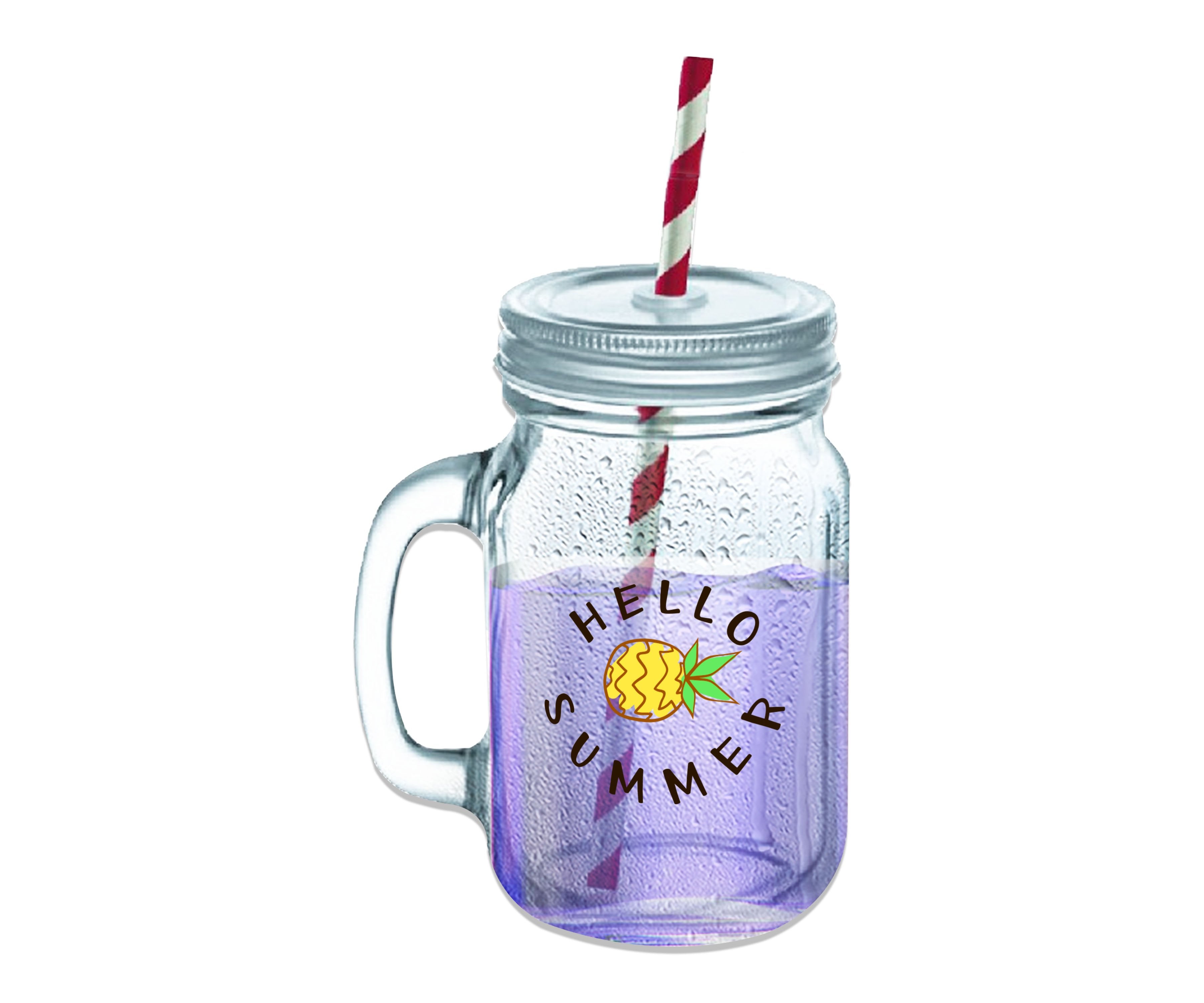 Hello Summer Clear Glass Mason Jar