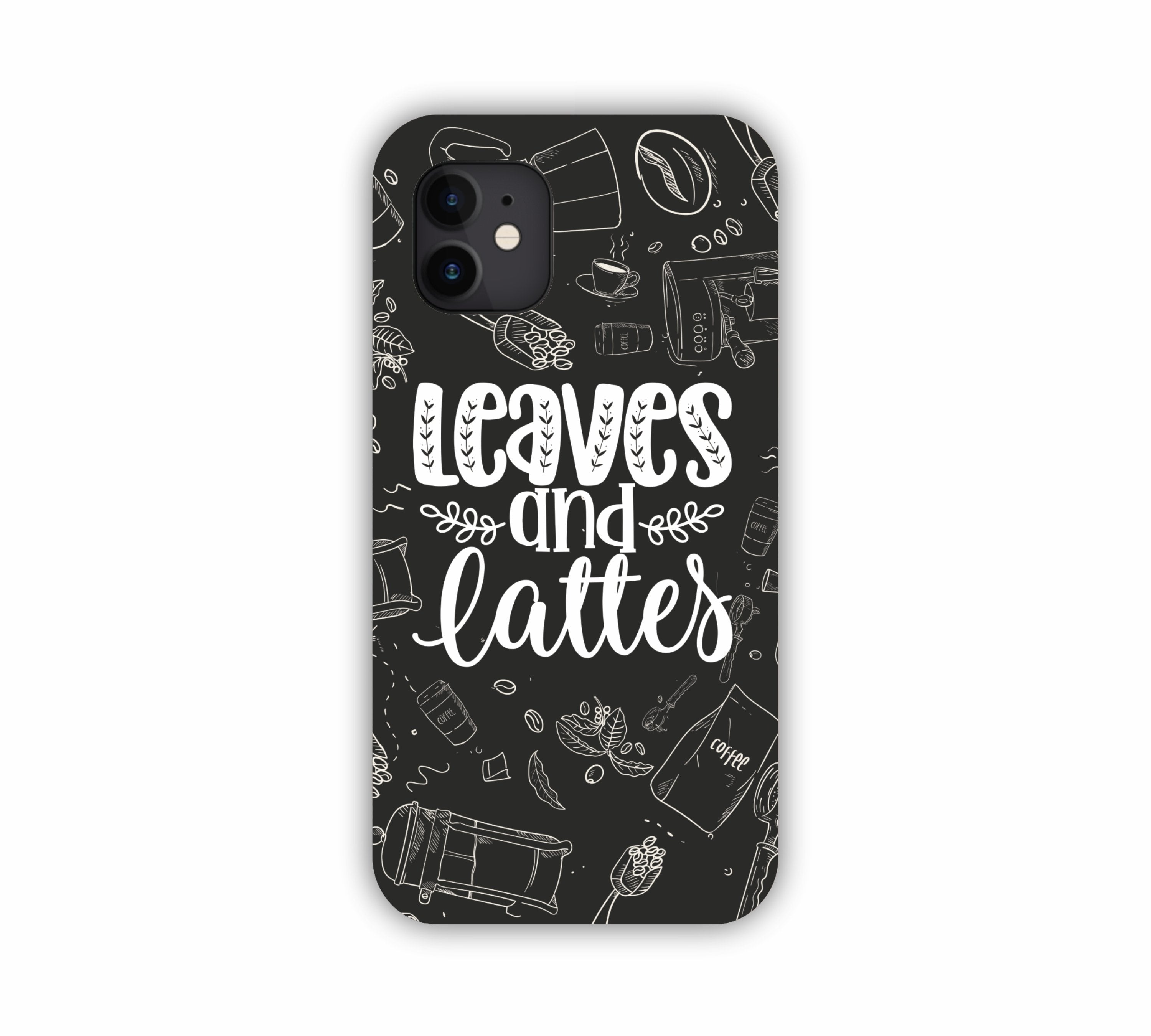 Leaves And Lattes Black Texture iPhone 12 Mobile Case