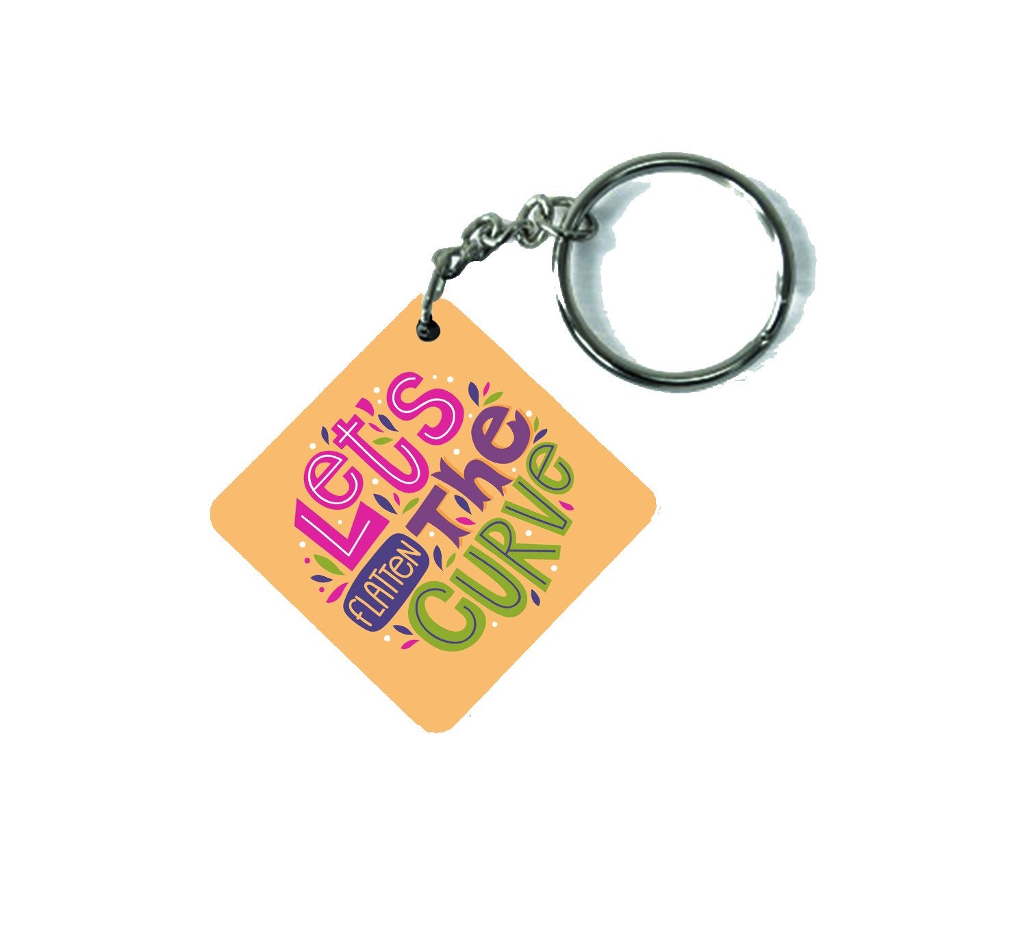 Lets Flatten The Curve MDF Keychain