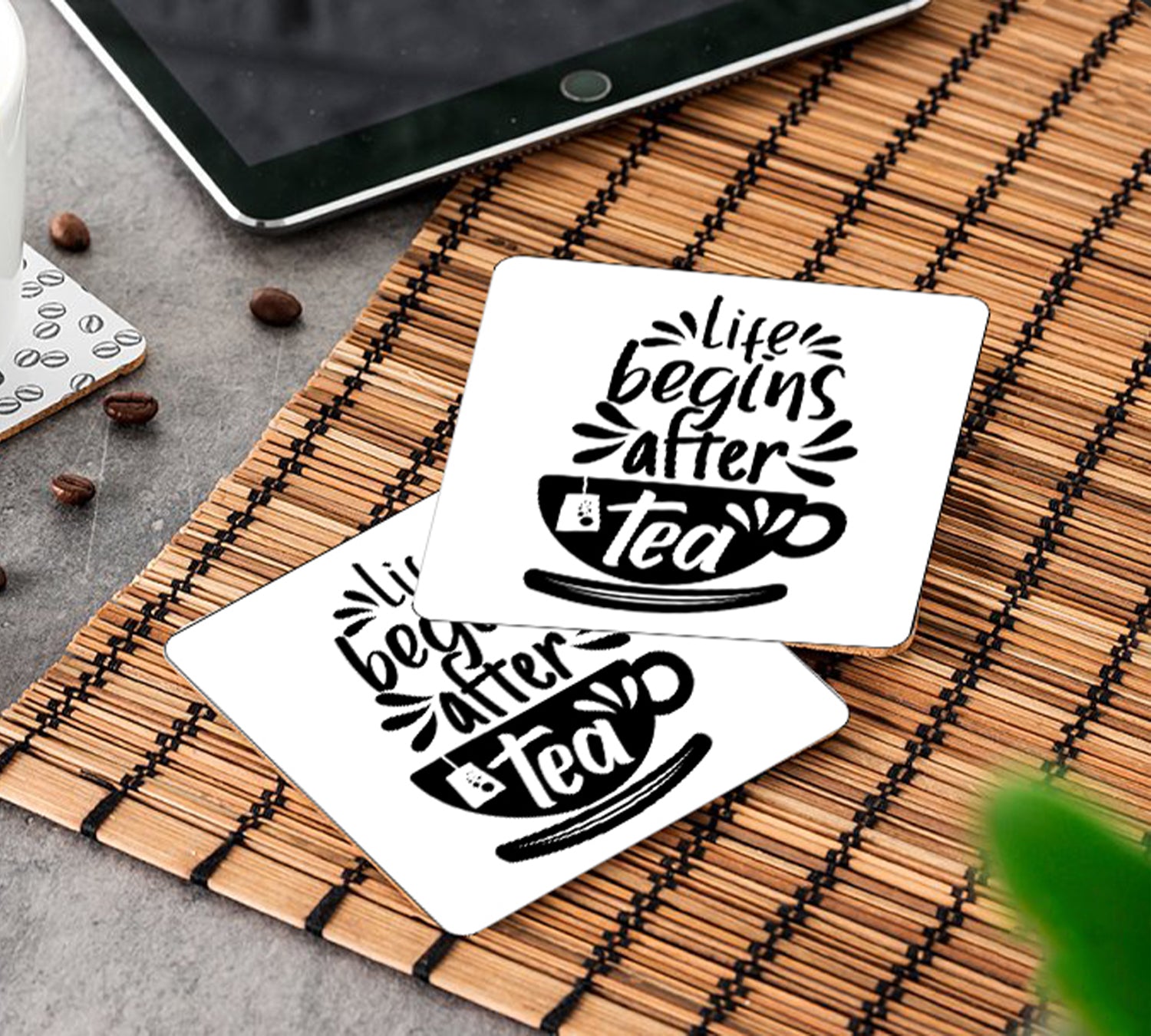 Life Begins After Tea MDF Coaster (Set of 2)