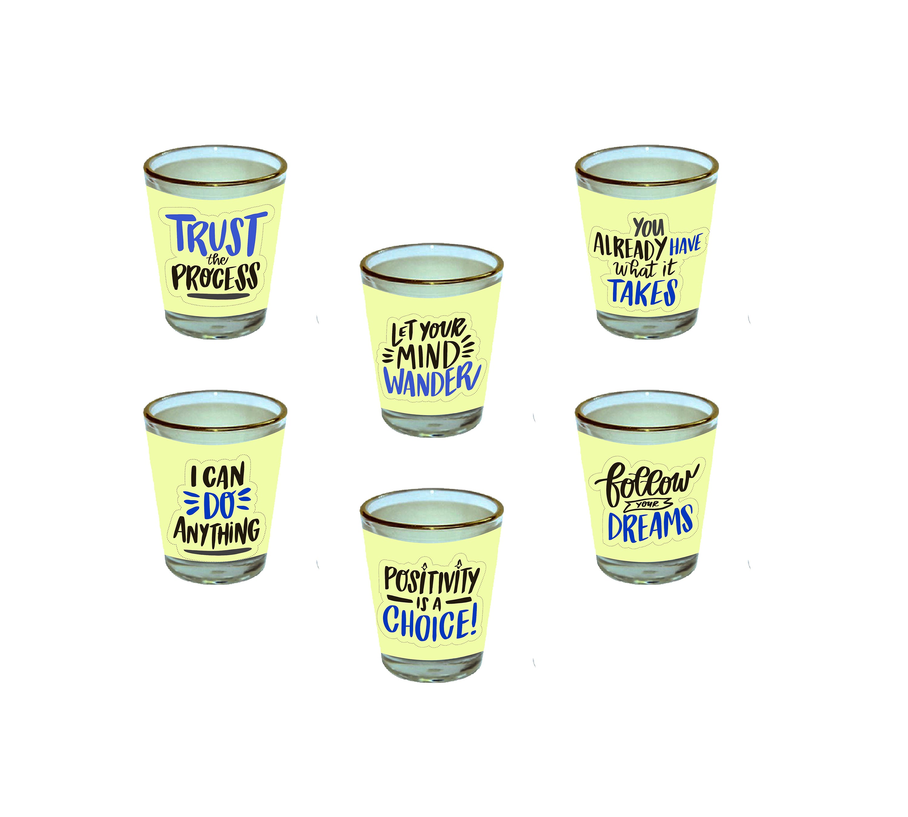 Motivational Quotes Shot Glass (Set of 6)