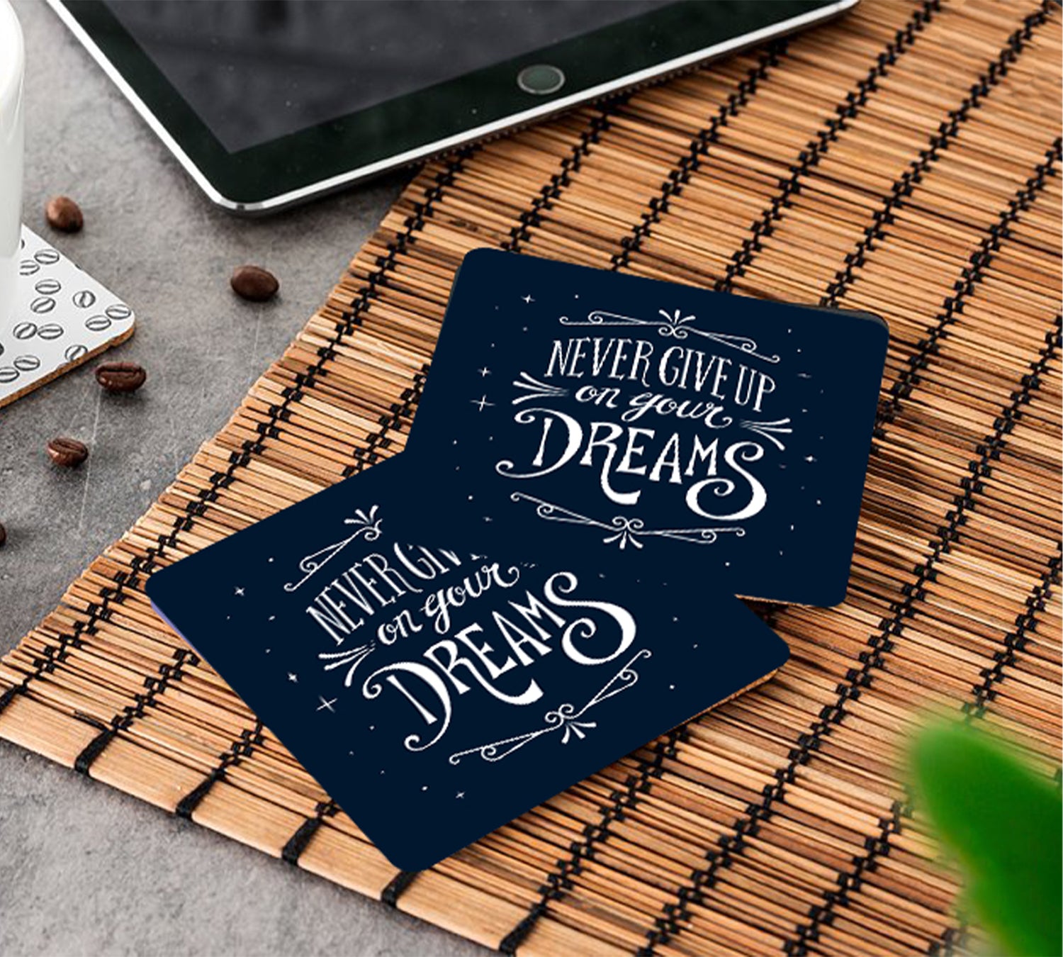 Never Give Up On Your Dream MDF Coaster (Set of 2)