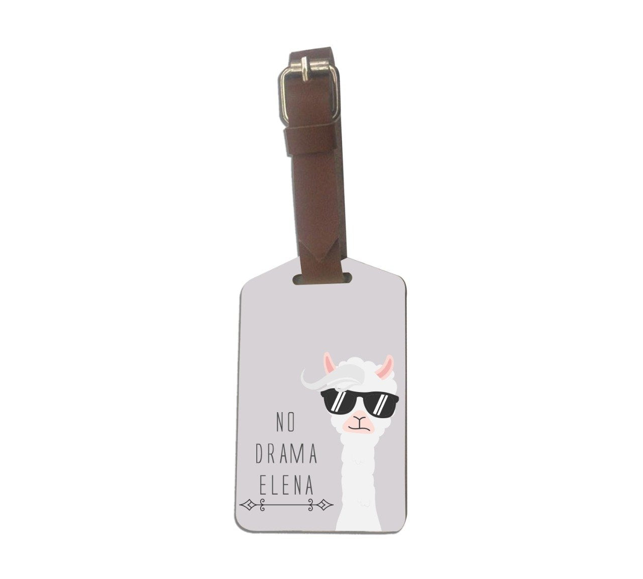 No Drama MDF Luggage Tag With Leatherette Strap