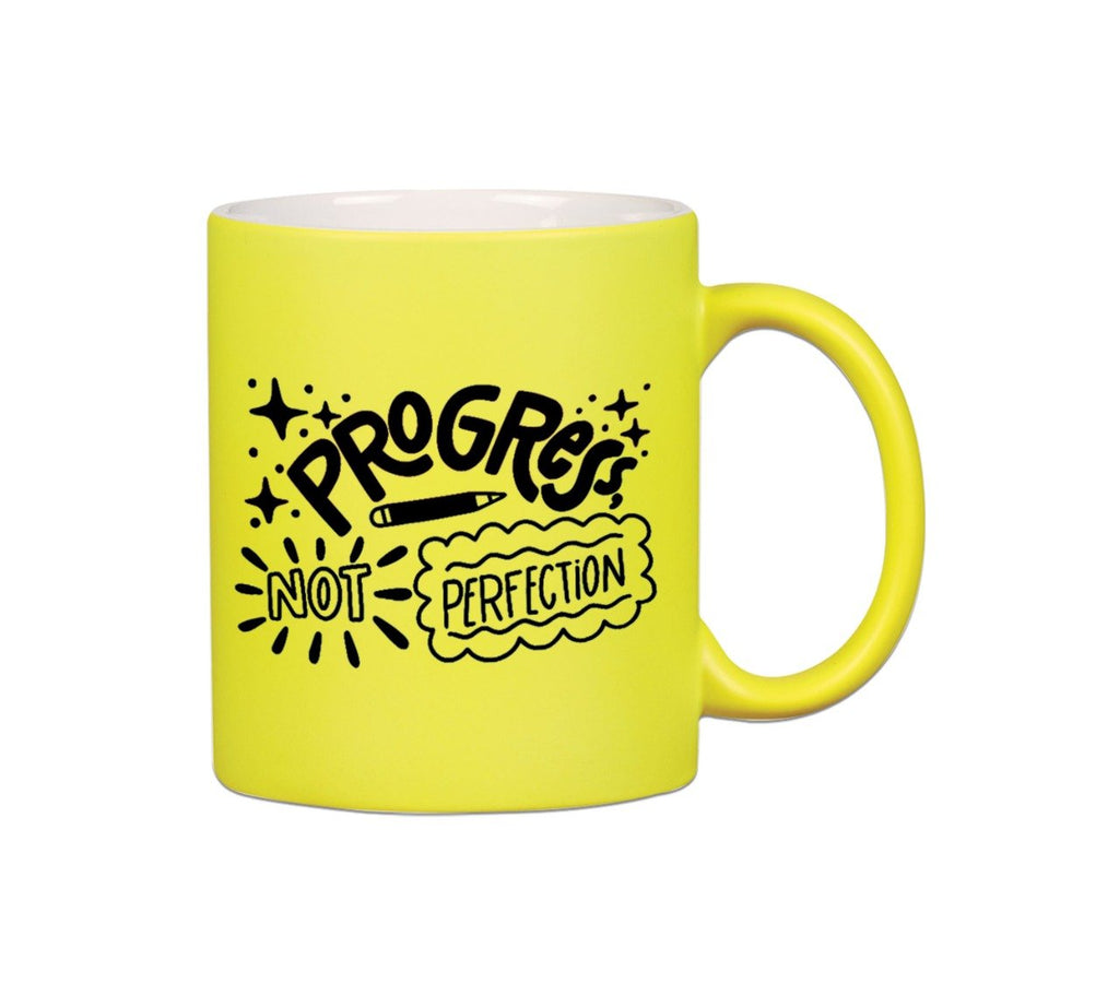 Progress, Not Perfection Neon Yellow Mug 