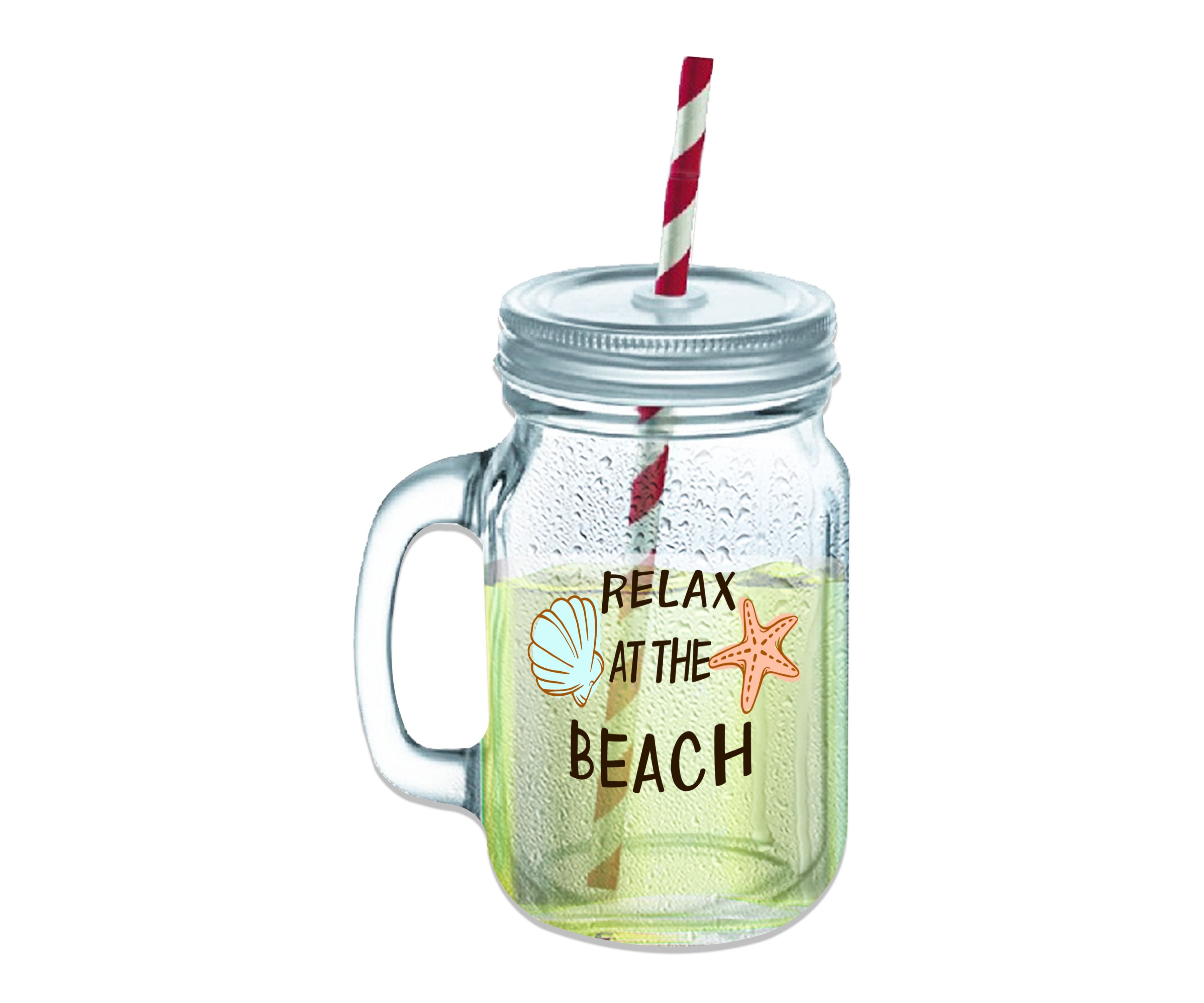 Relax At The Beach Clear Glass Mason Jar