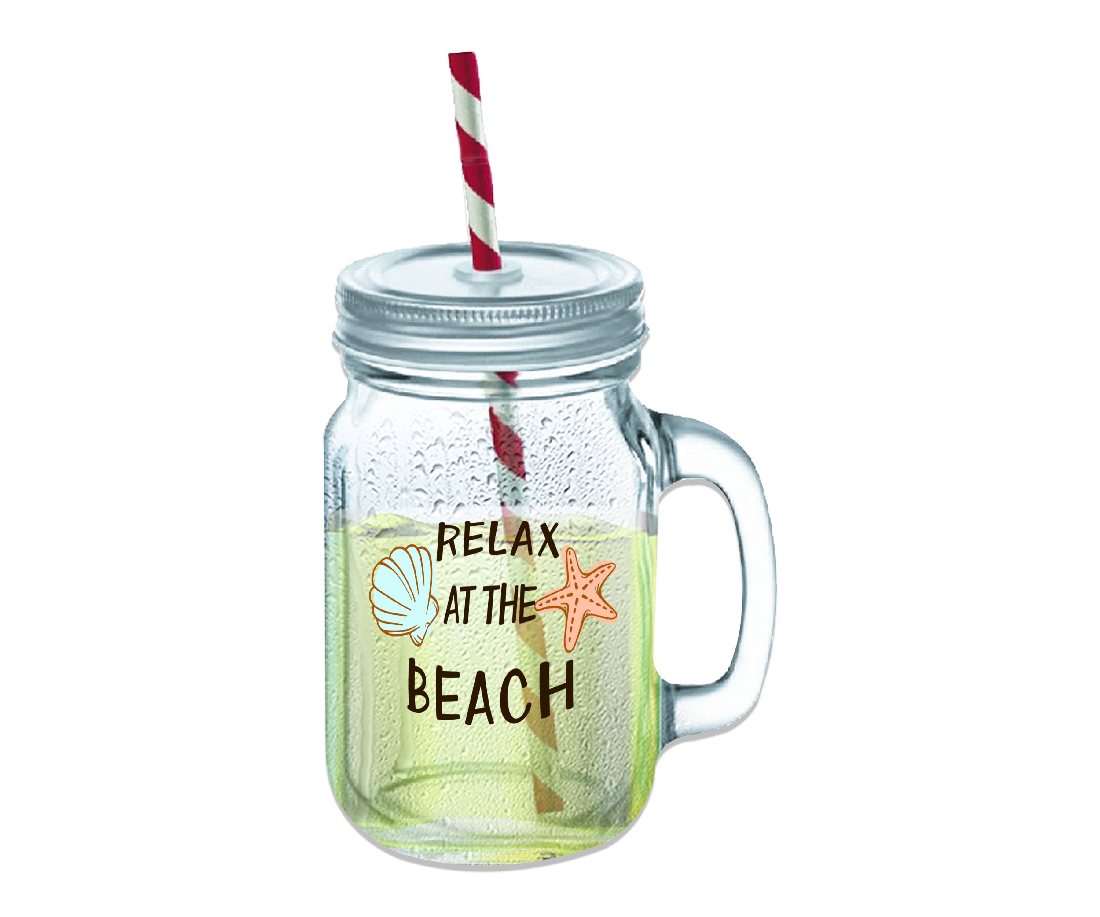 Relax At The Beach Clear Glass Mason Jar