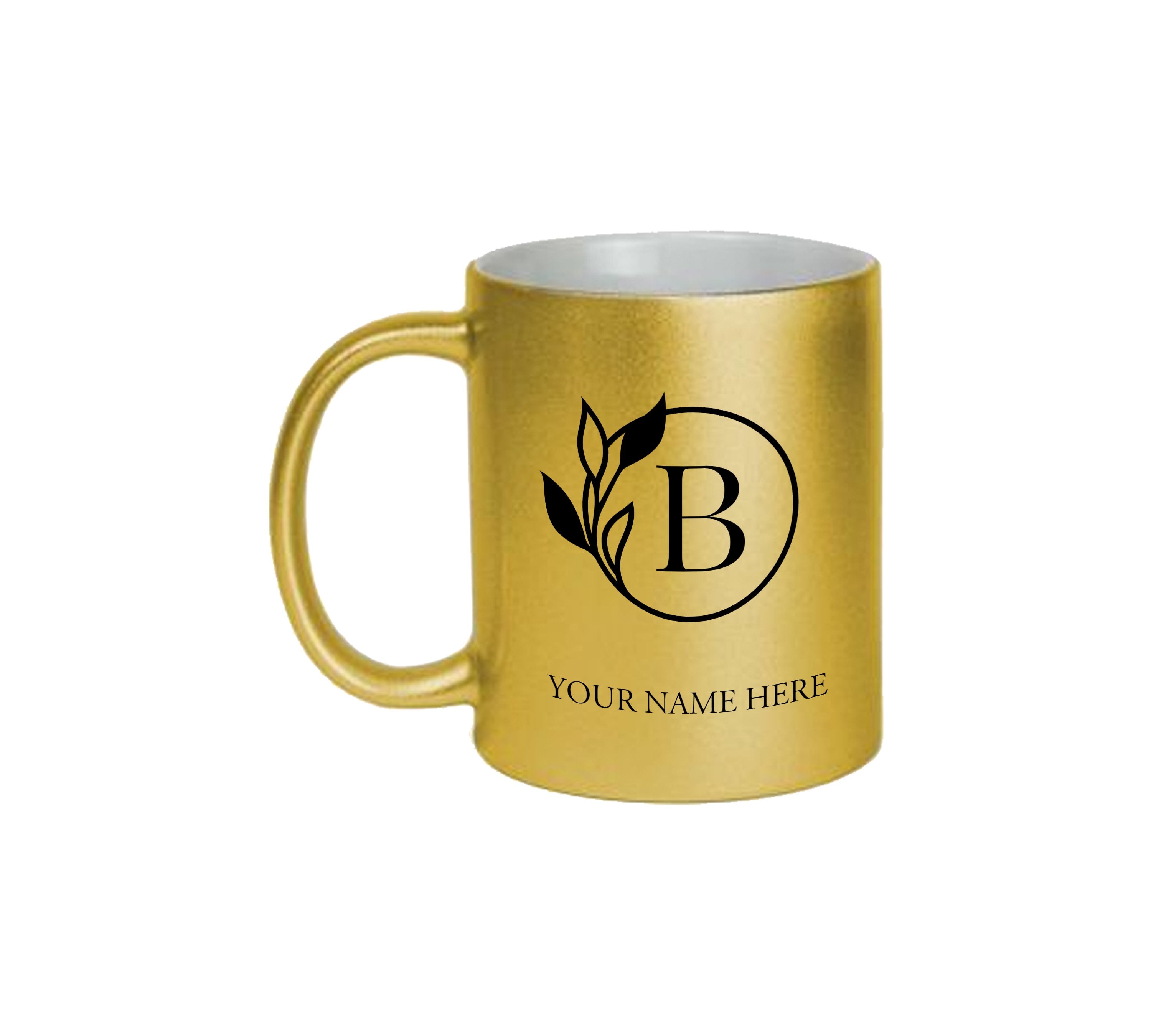 Round border Alphabet Golden Mug