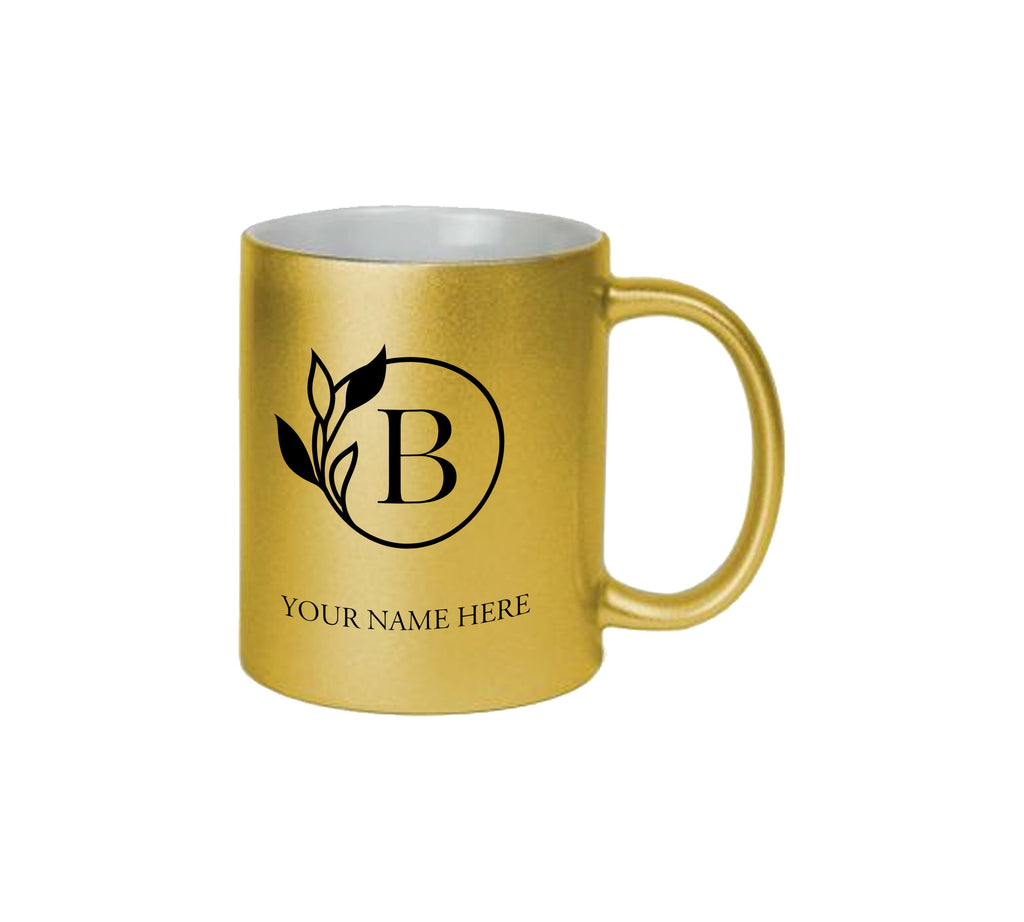 Round border Alphabet Golden Mug