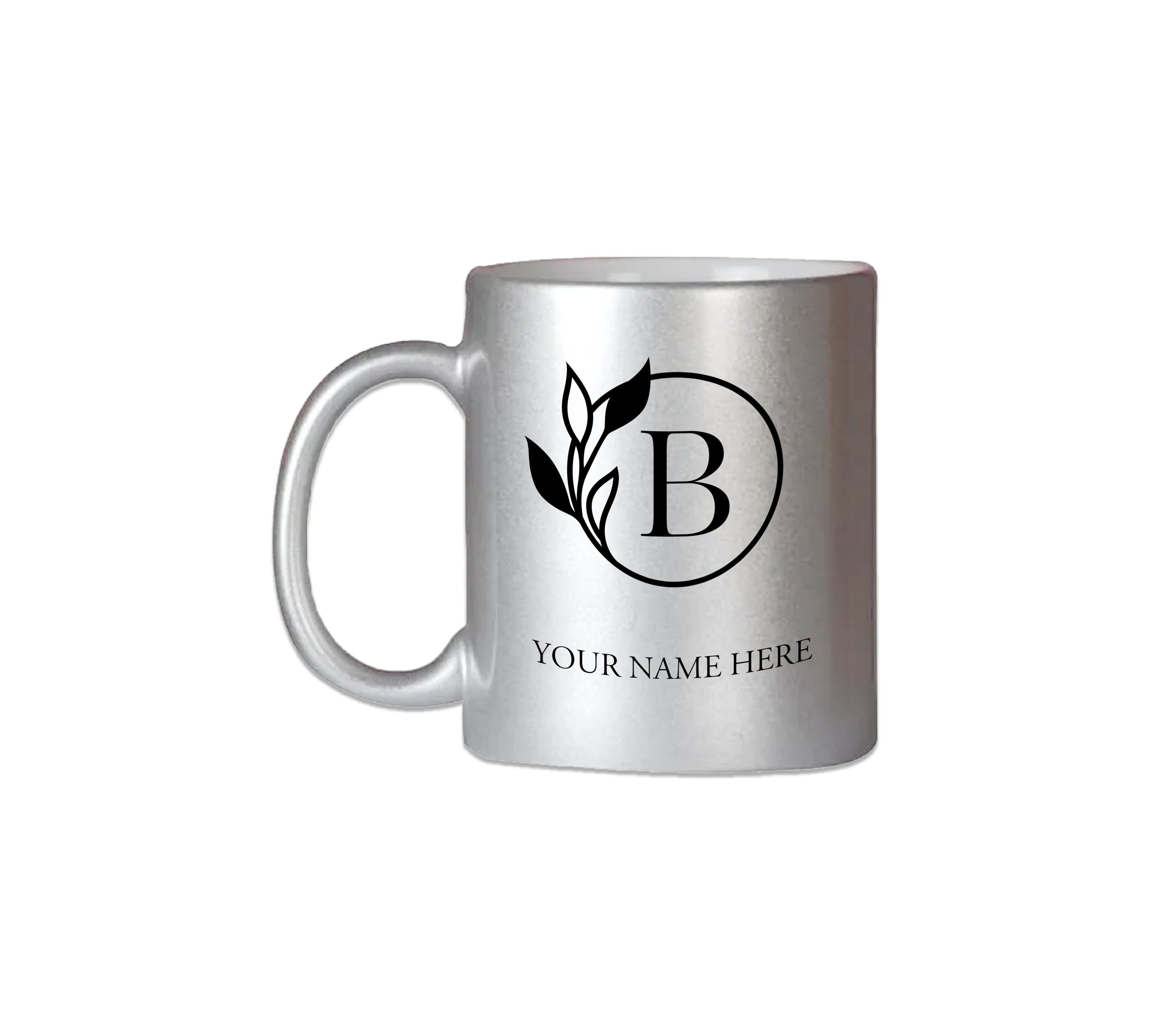 Round border Alphabet Silver Mug