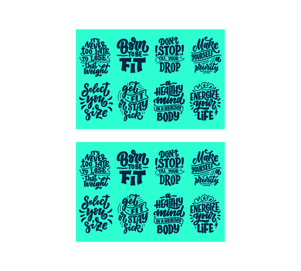 Set of 2 Abstract Lettering Set About Sport Fitness MDF Table Mat