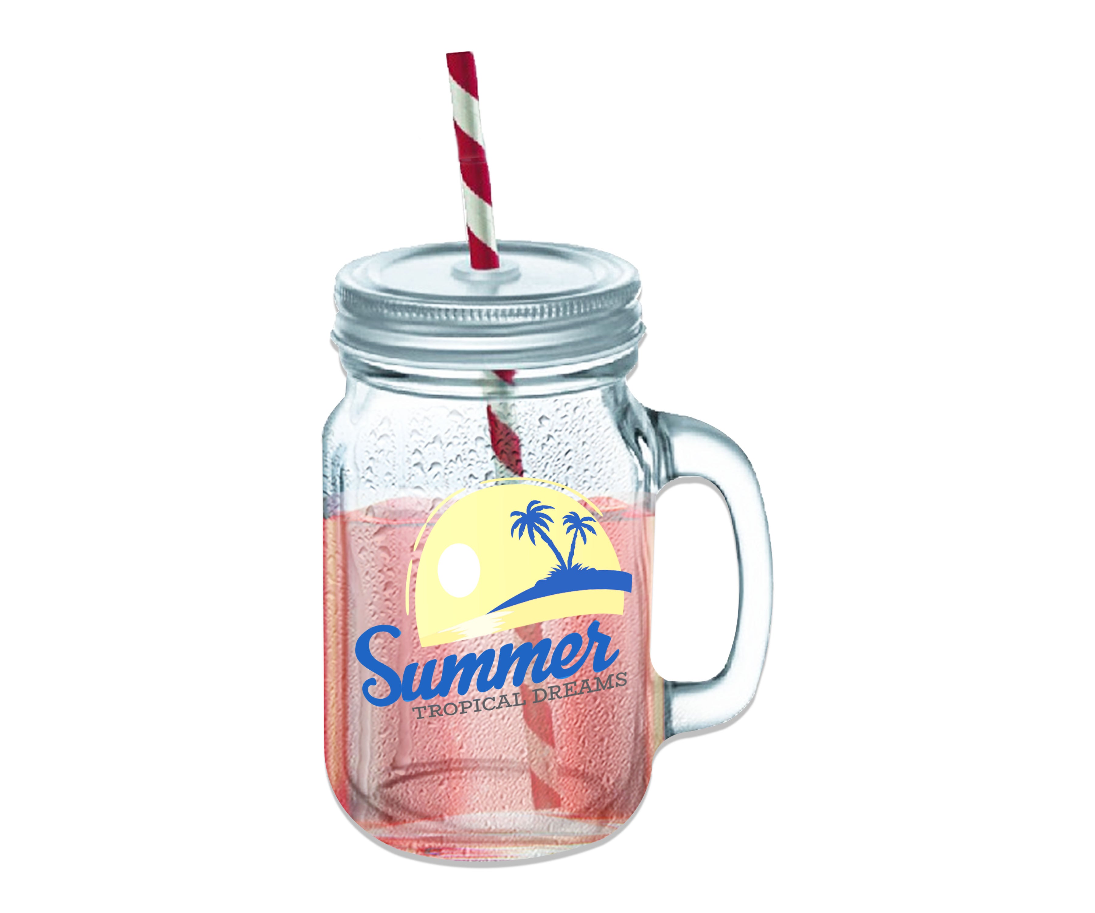 Summer Tropical Dreams Clear Glass Mason Jar