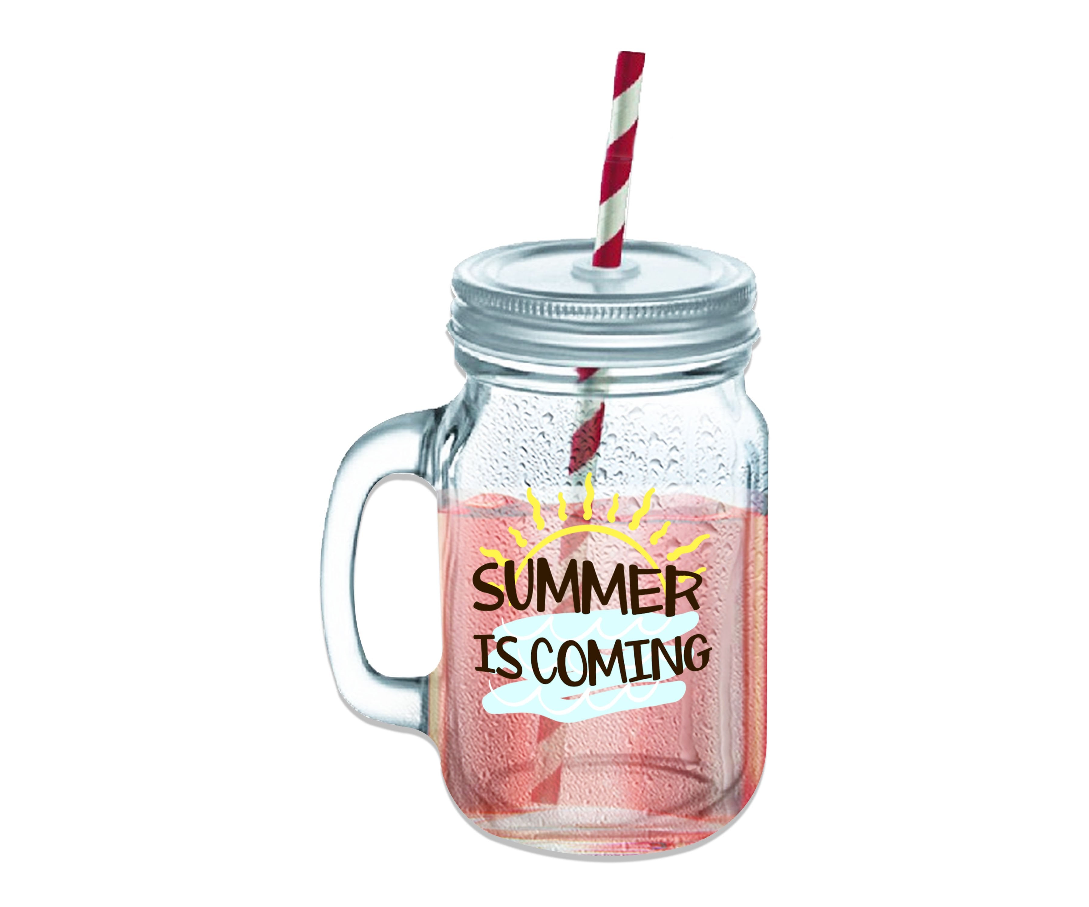 Summer Is Coming Clear Glass Mason Jar