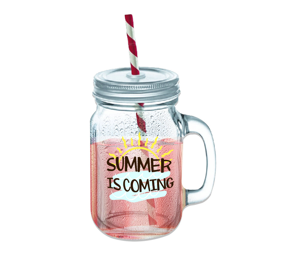 Summer Is Coming Clear Glass Mason Jar