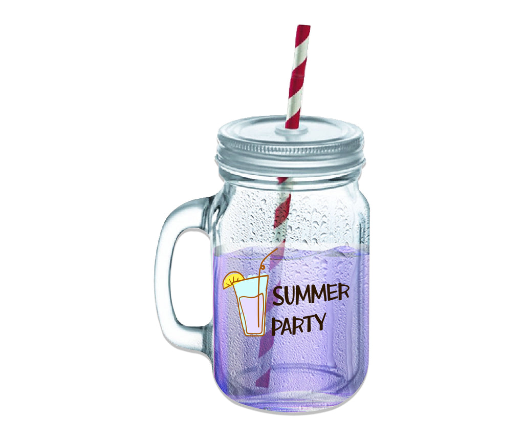Summer Party Clear Glass Mason Jar