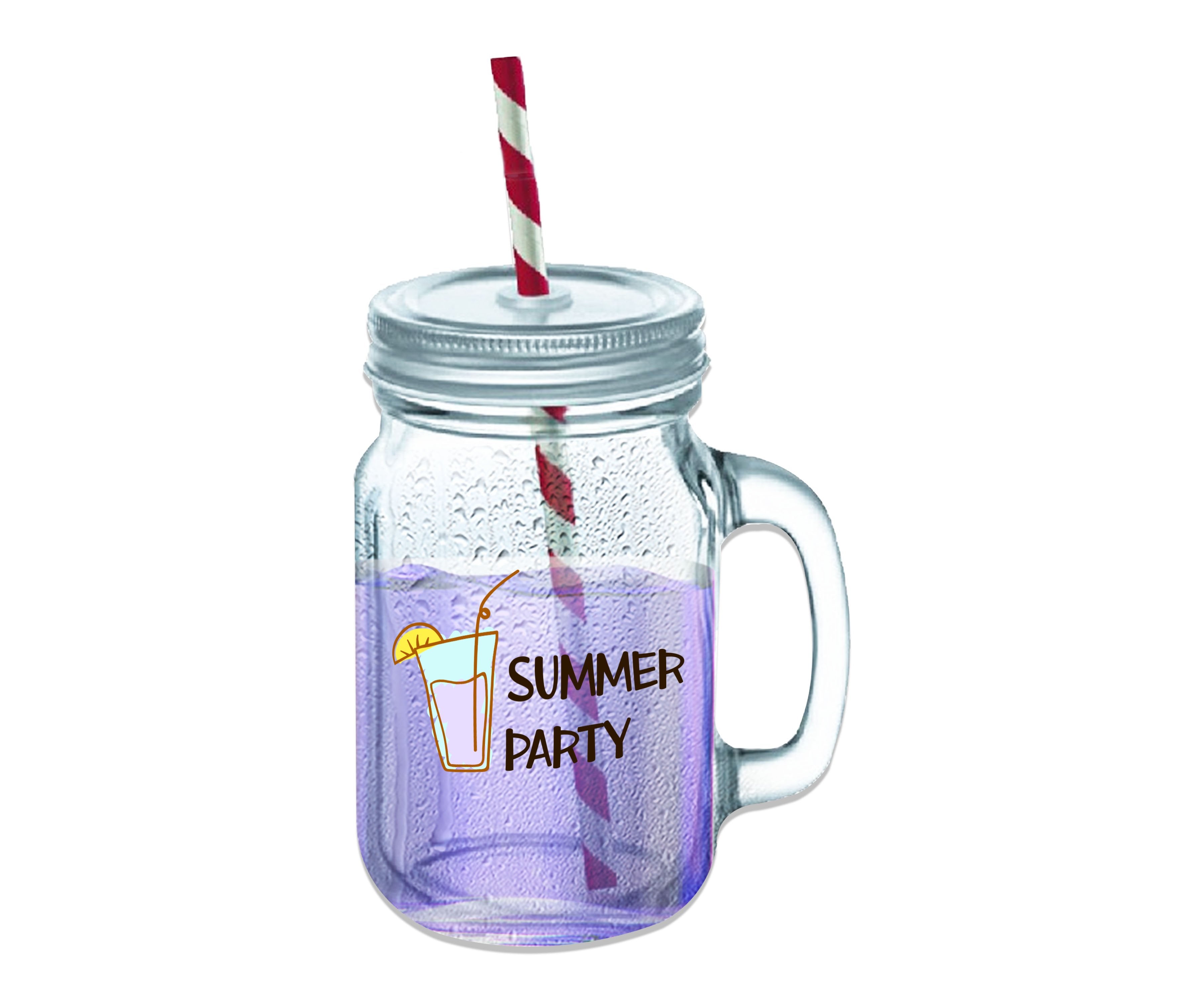 Summer Party Clear Glass Mason Jar
