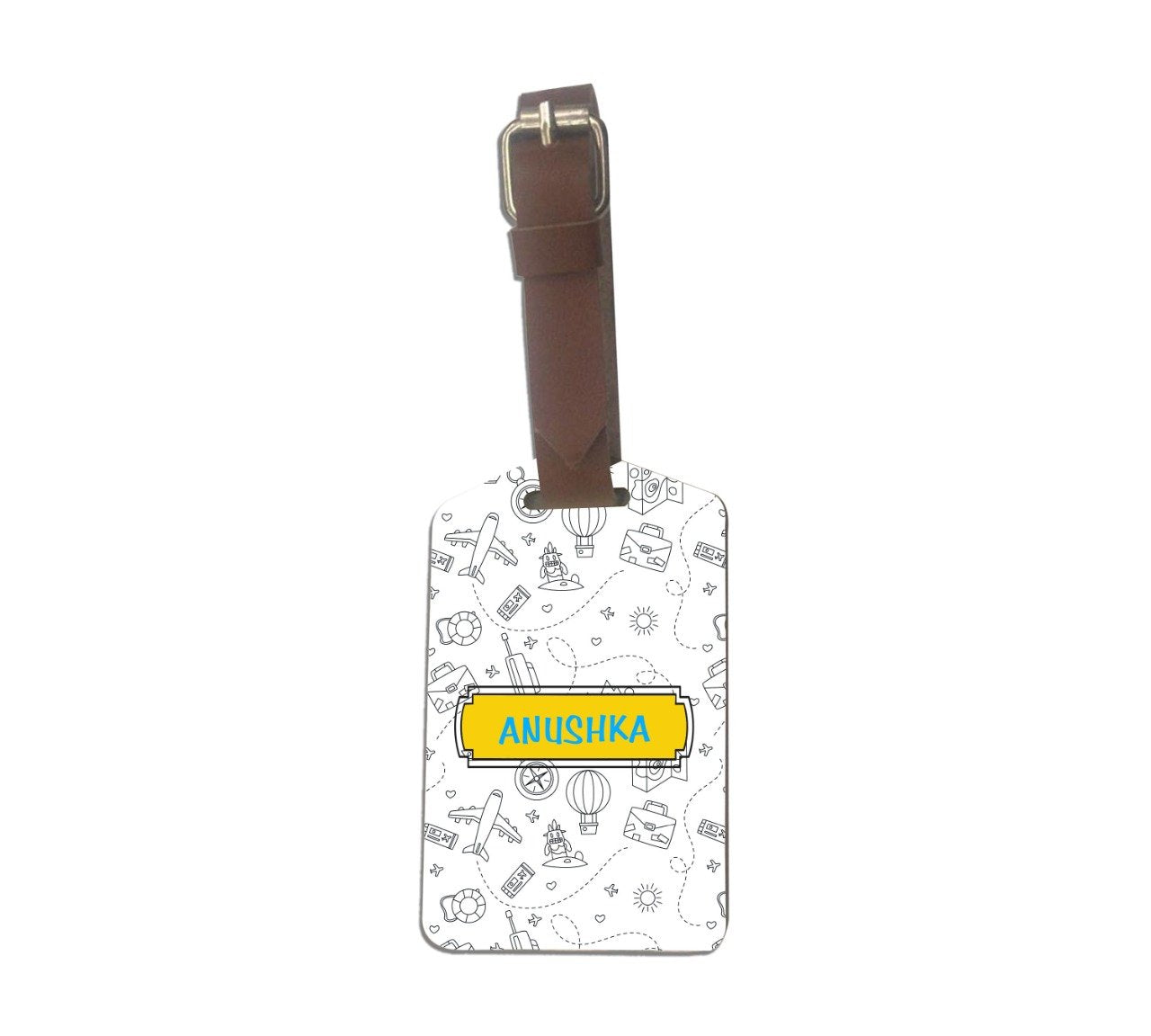 Travel MDF Luggage Tag With Leatherette Strap