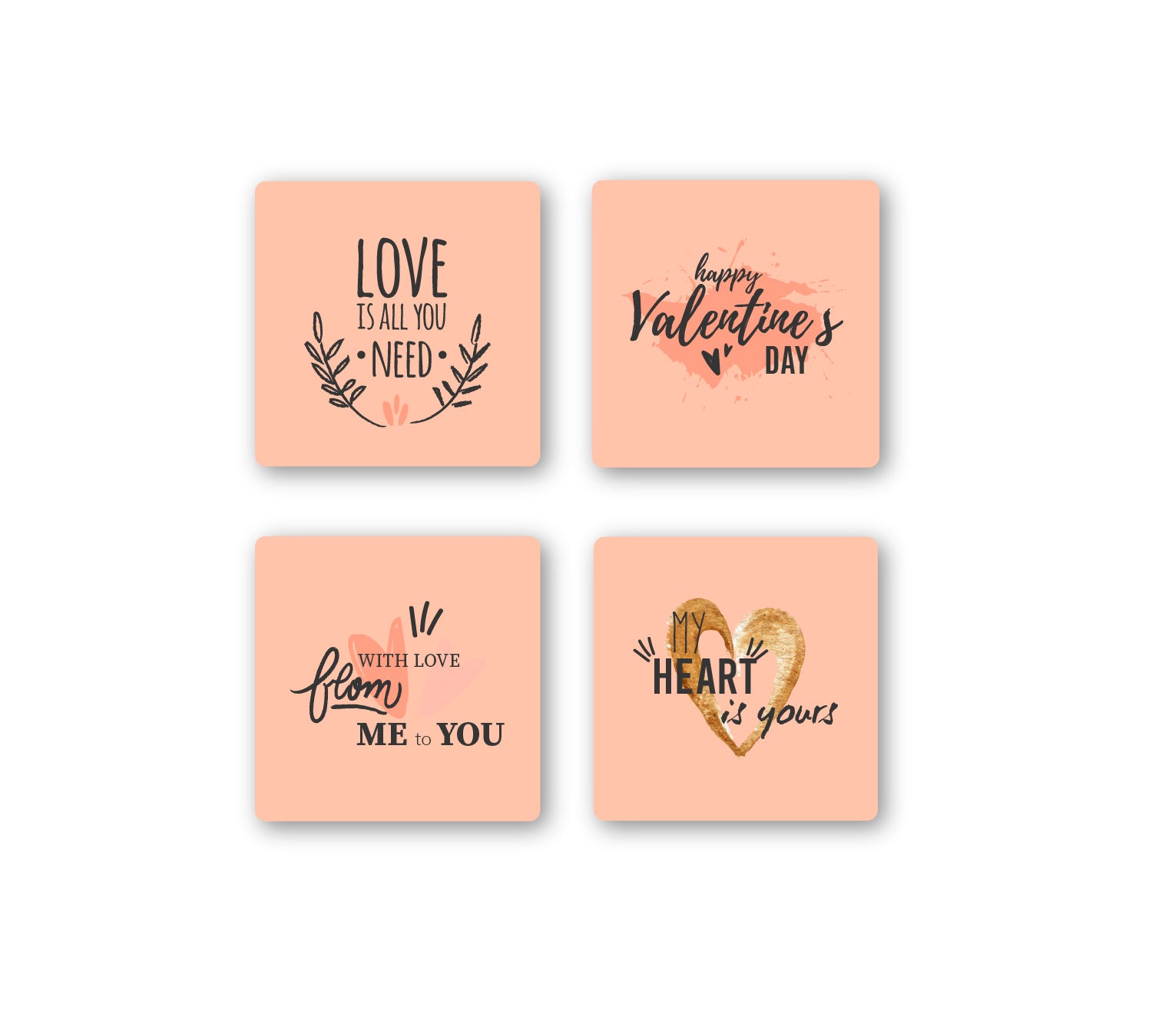 Valentine's MDF Square Coaster (Set of 4)