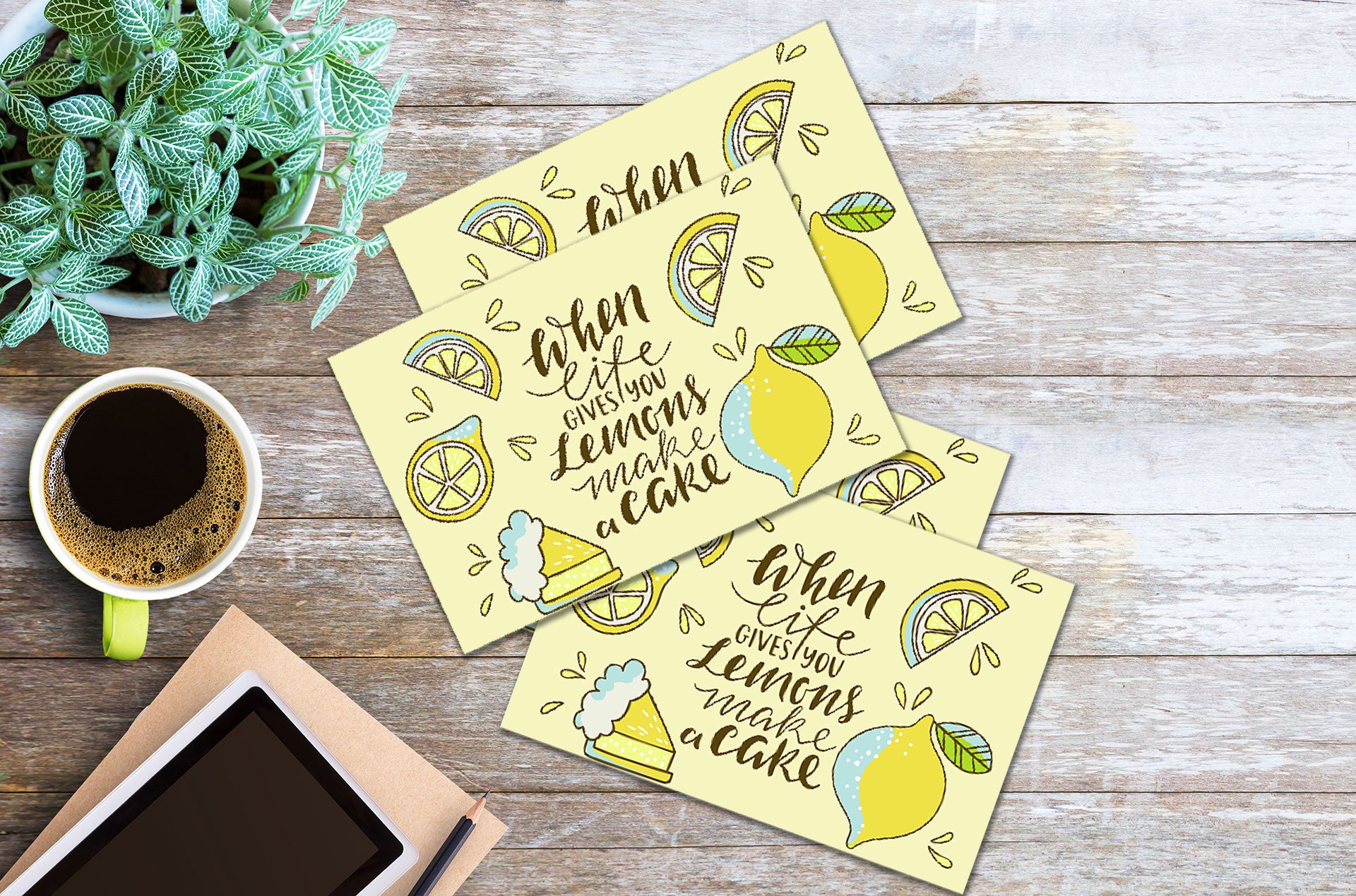 Set of 4 When Life Gives You Lemons Make A Cake MDF Table Mat
